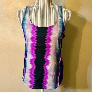 Hurley Tank Small Purple Turquoise Black Abstract Pattern Athletic Stretchy